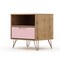 Manhattan Comfort Rockefeller Nightstand 1.0 in Nature and Rose Pink, PK2 2-101GMC6 - alternate 4
